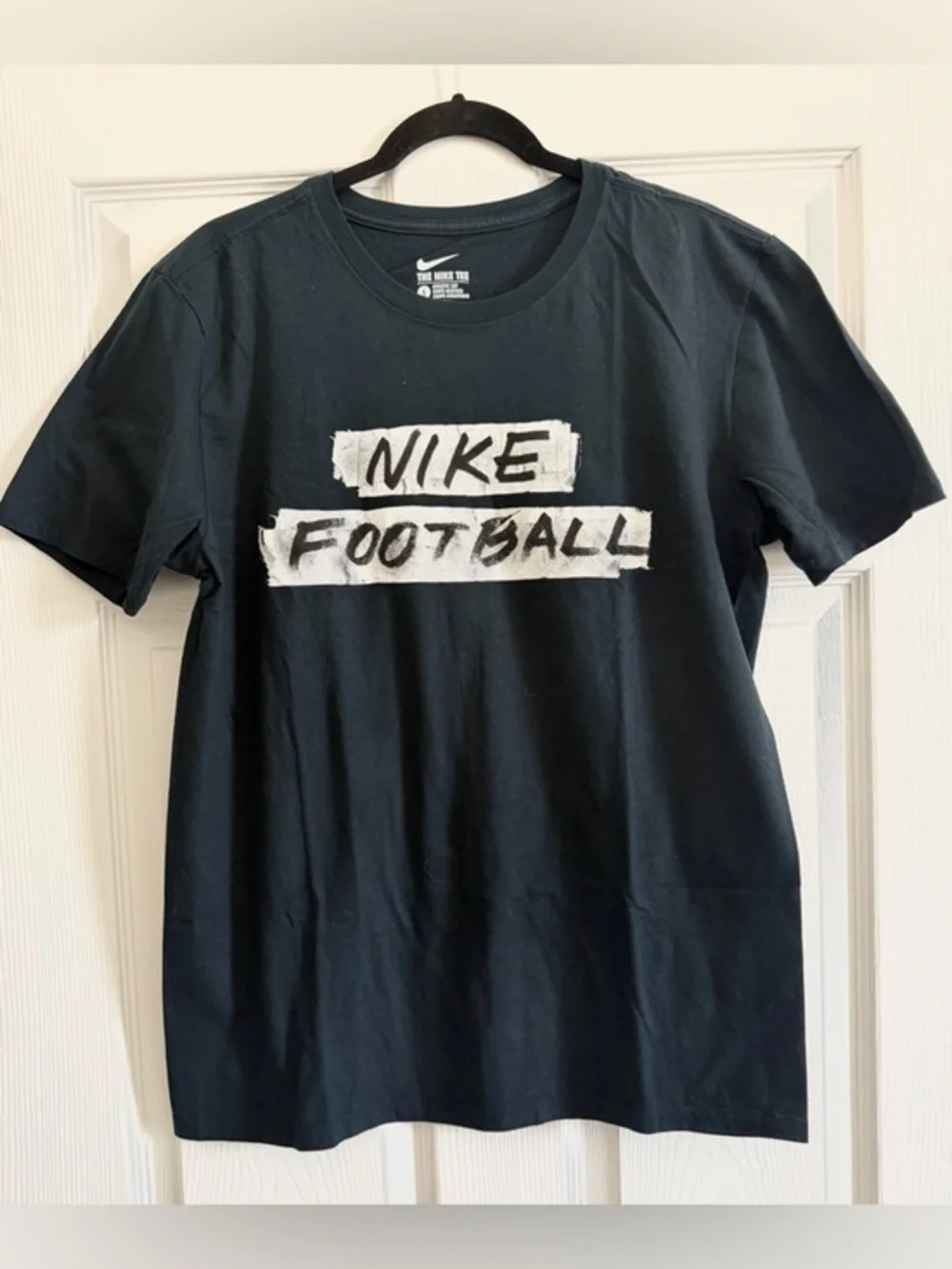 Nike Black Tee with White Swoosh and Text